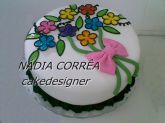 Bolo c Flores em 3D